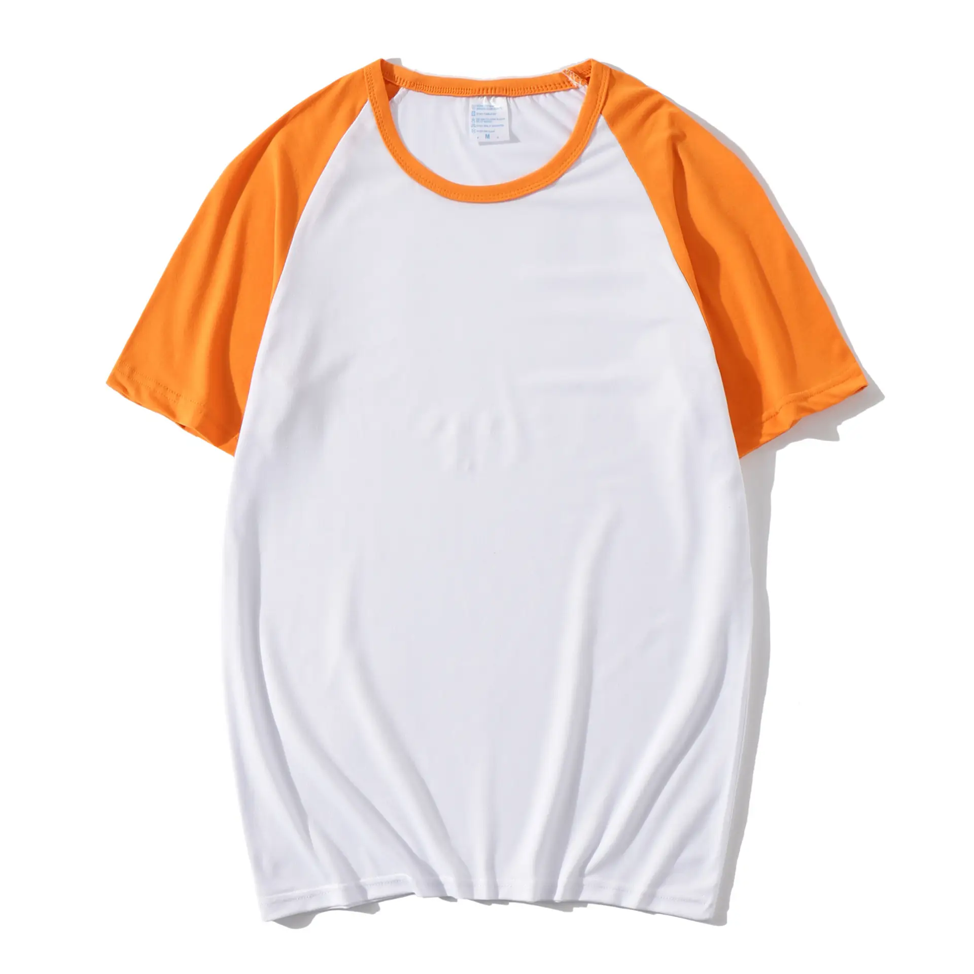 Men Women Raglan T-Shirt White Blue Contrast