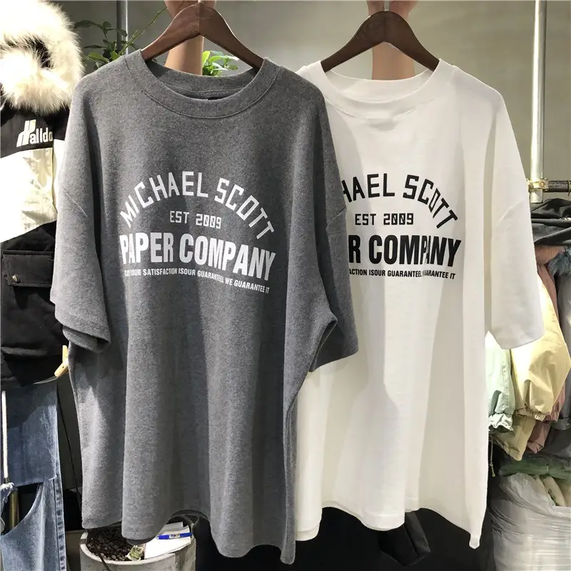 Women Grey Michael B. Scott T-Shirt 2025 New Summer Korean Style - Image 3