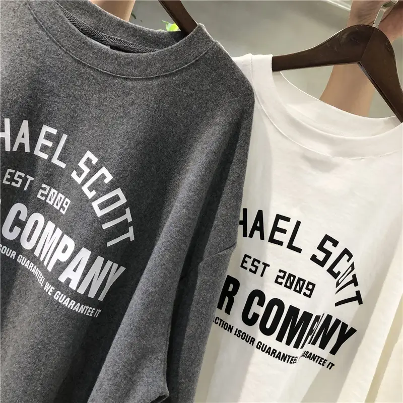 Women Grey Michael B. Scott T-Shirt 2025 New Summer Korean Style - Image 5