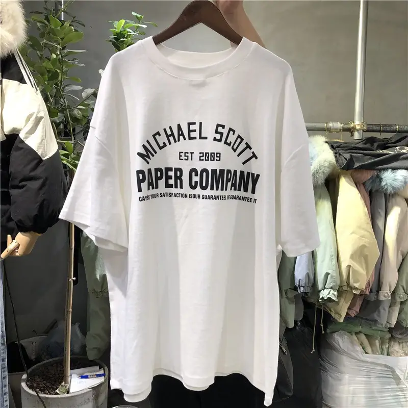 Women Grey Michael B. Scott T-Shirt 2025 New Summer Korean Style - Image 6