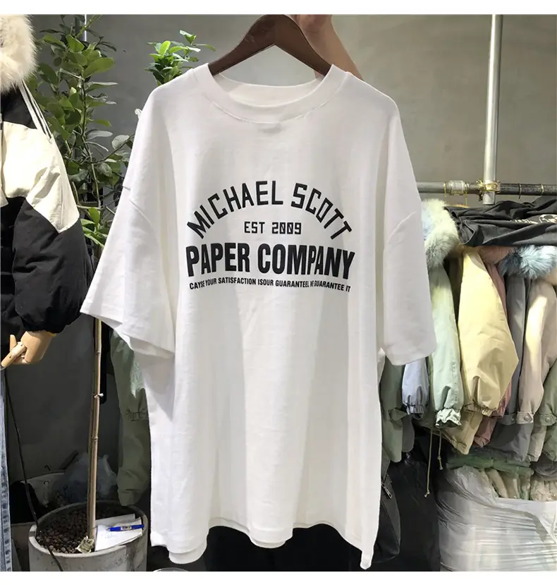 Women Grey Michael B. Scott T-Shirt 2025 New Summer Korean Style - Image 2
