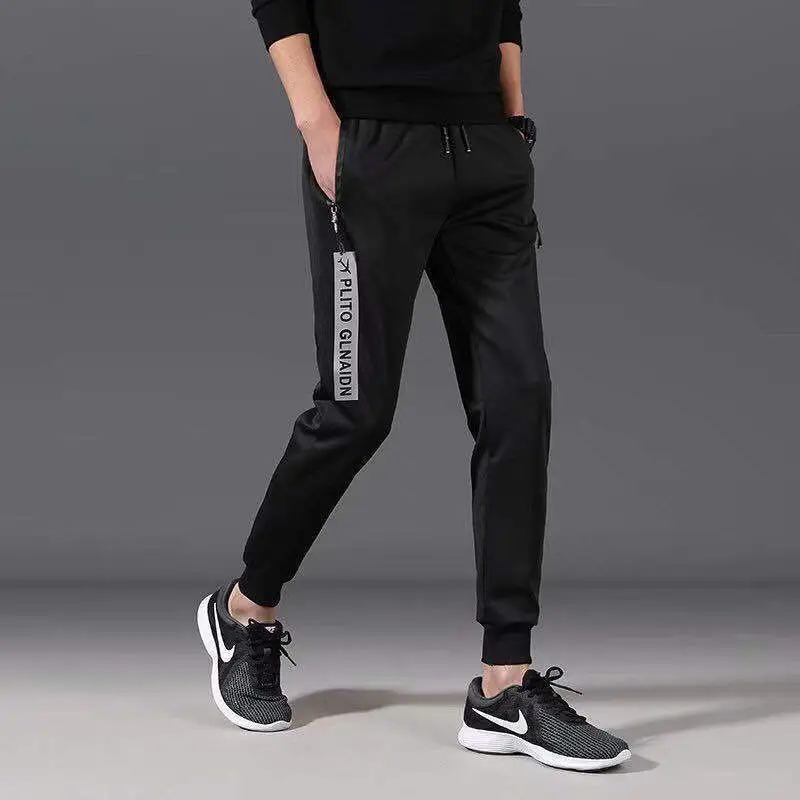 Men Korean Style Ankle Pants Black White Track Pants - Image 16