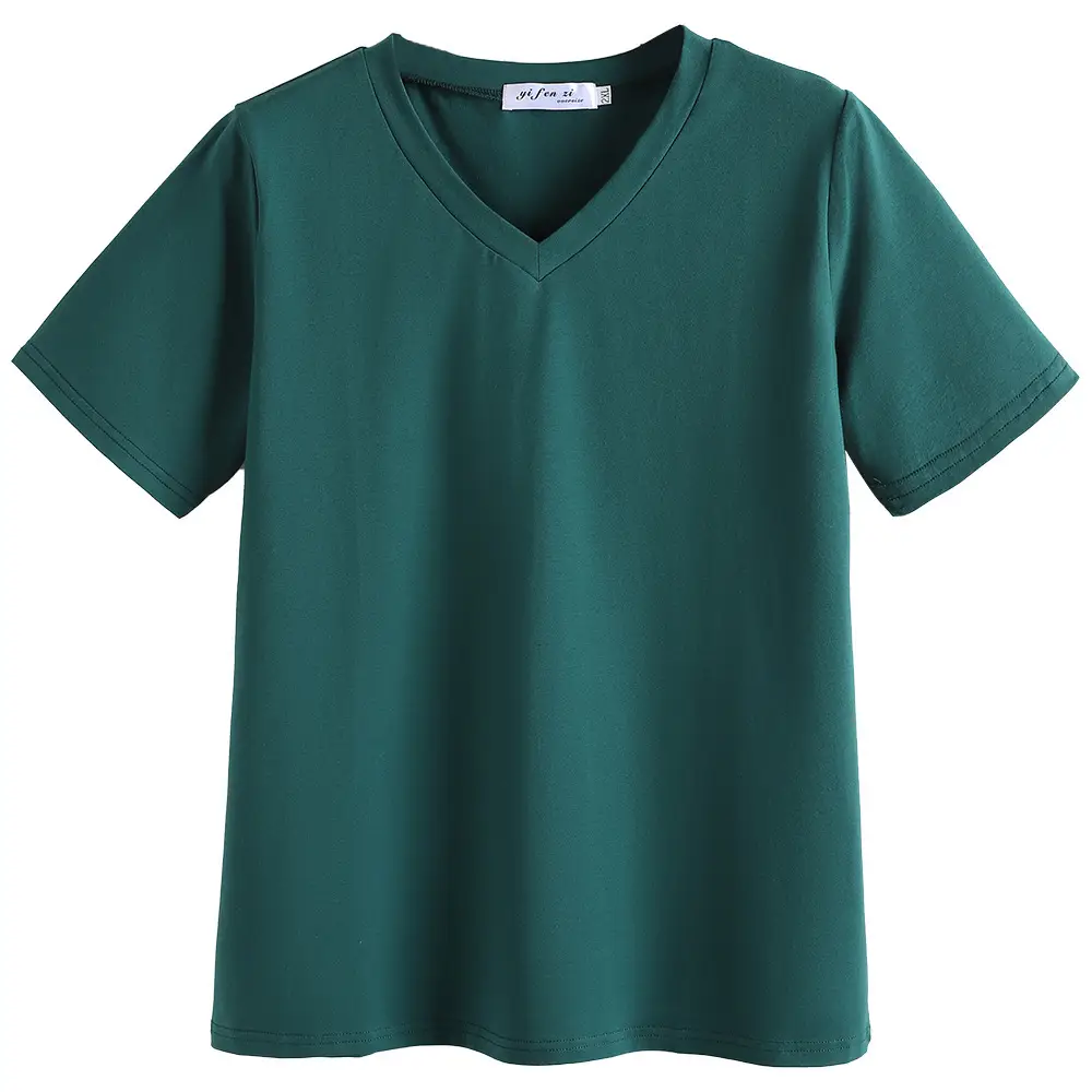 2025 Summer V Neck Green T-Shirt Large - Image 9