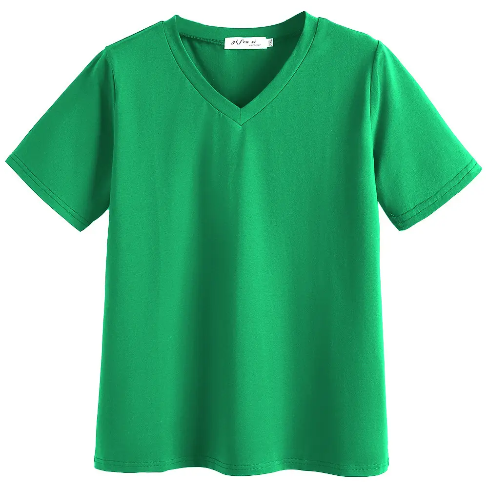 2025 Summer V Neck Green T-Shirt Large - Image 4