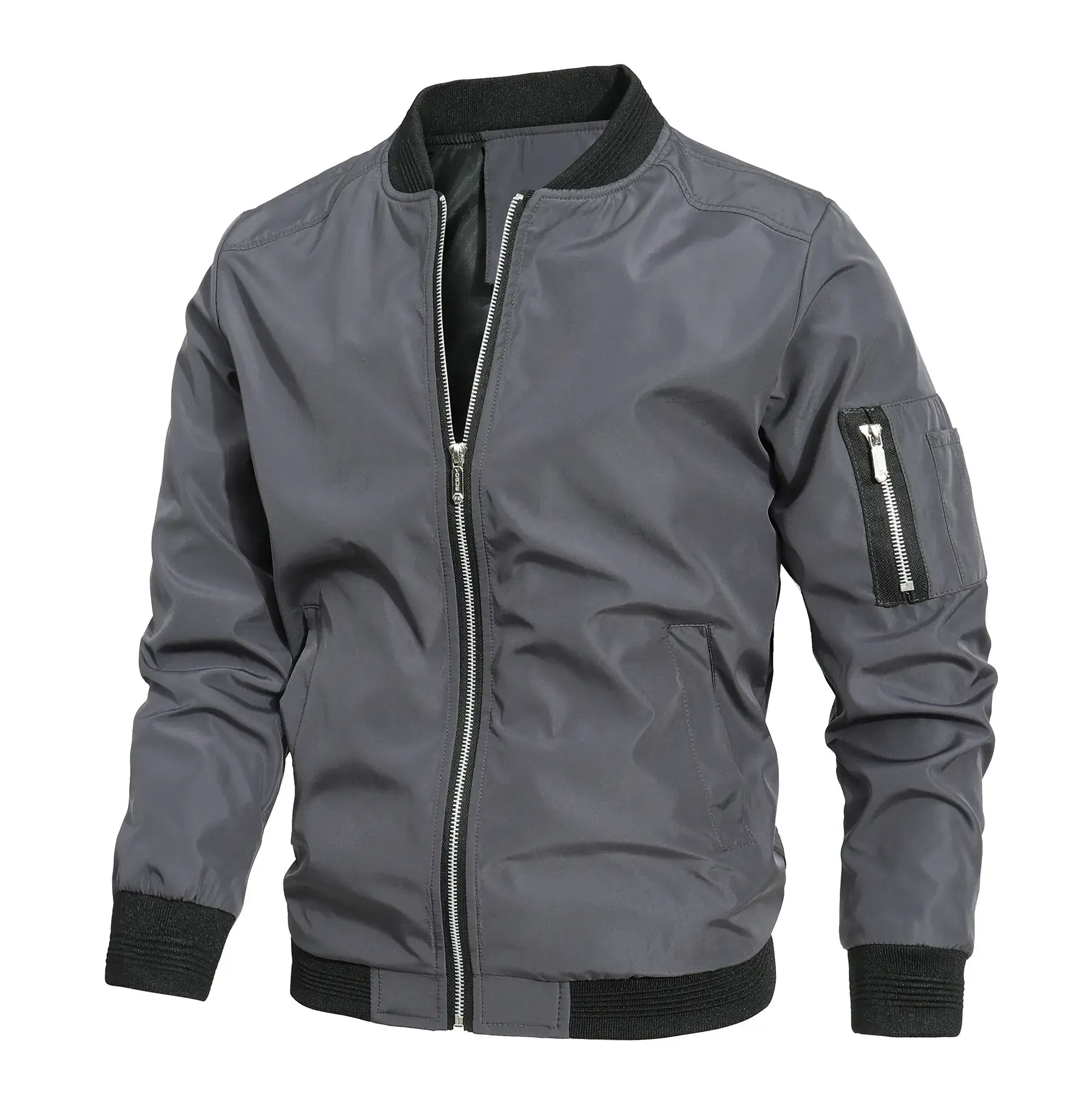 Men's Blue Bomber Jacket Spring Autumn Casual Coat - Image 13