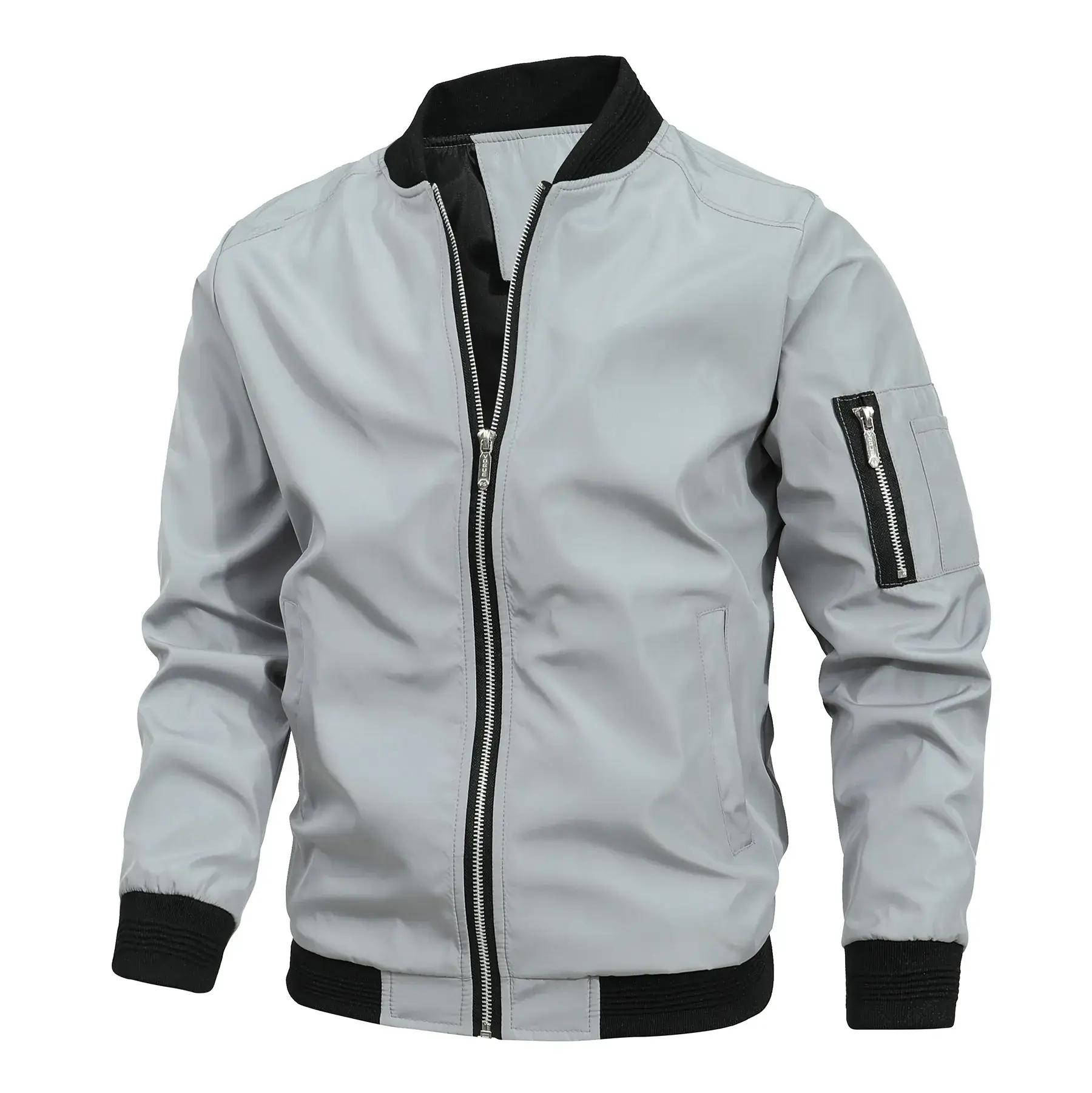 Men's Blue Bomber Jacket Spring Autumn Casual Coat - Image 14