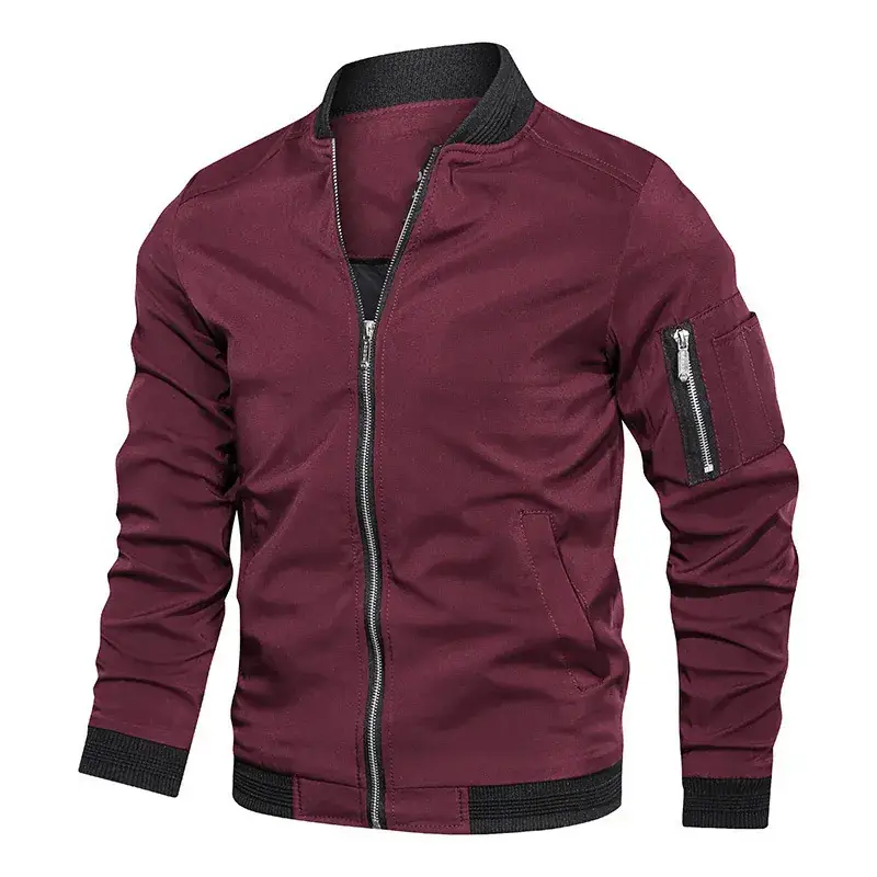 Men's Blue Bomber Jacket Spring Autumn Casual Coat - Image 3
