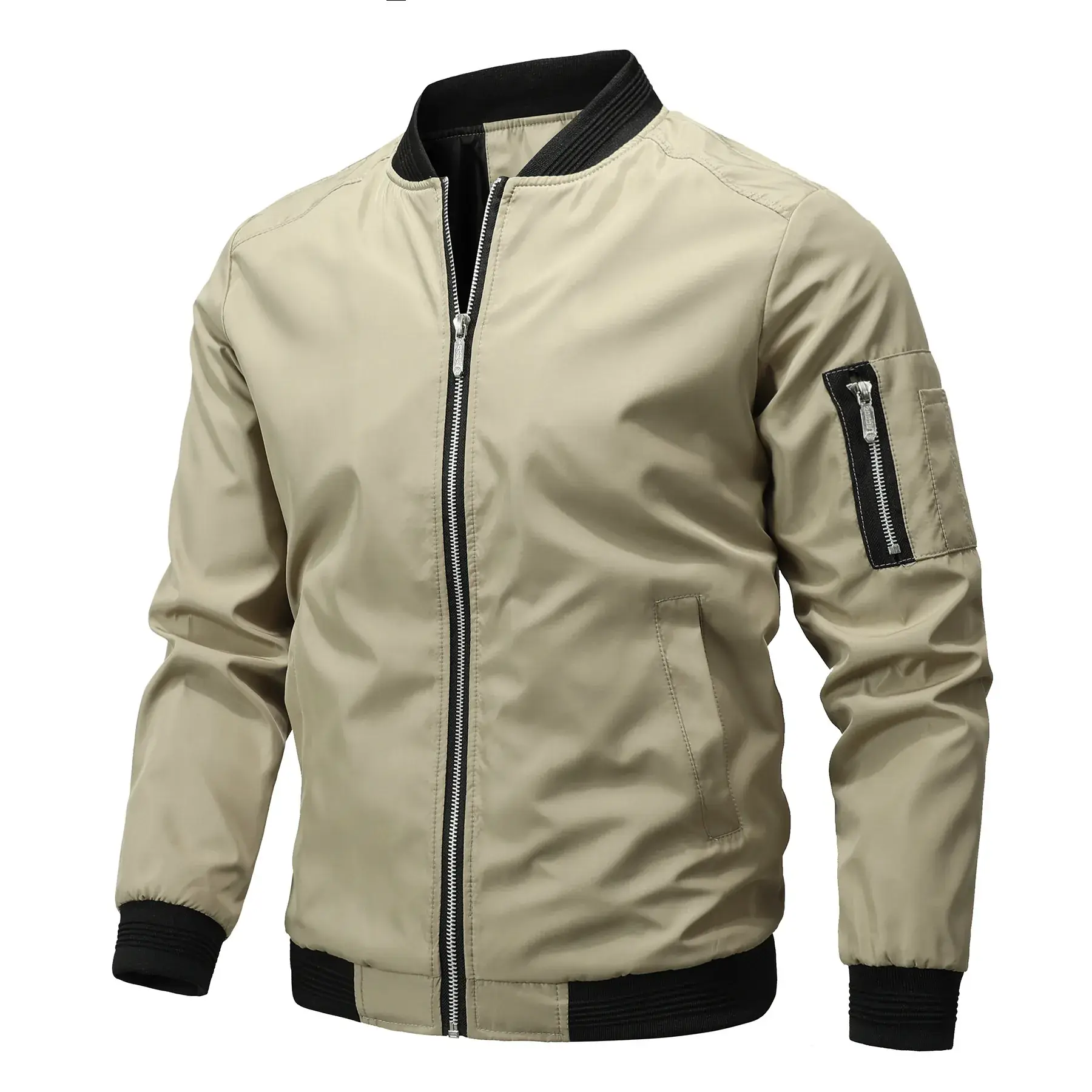 Men's Blue Bomber Jacket Spring Autumn Casual Coat - Image 4