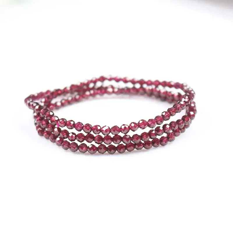 Natural Wine Red Cut Garnet Three-Ring Bracelet - Image 5