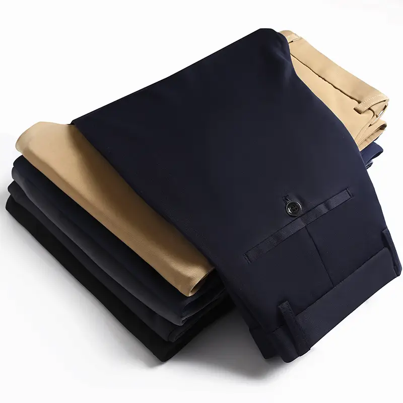Men Black Straight Leg Pants Stretchy Wrinkle Free - Image 11