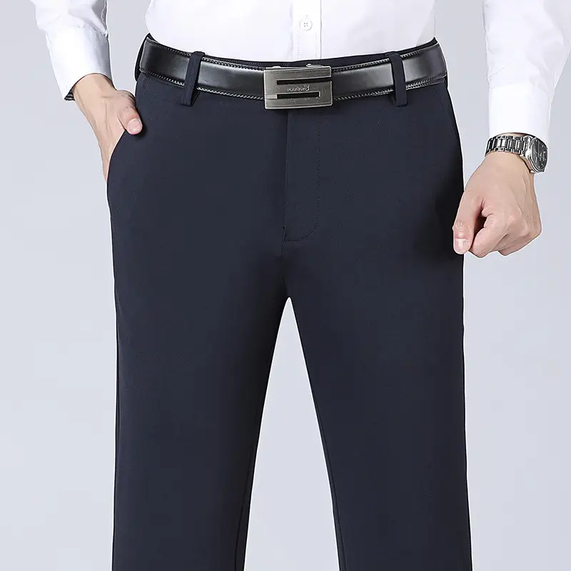 Men Black Straight Leg Pants Stretchy Wrinkle Free - Image 4
