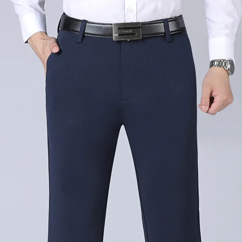 Men Black Straight Leg Pants Stretchy Wrinkle Free - Image 5