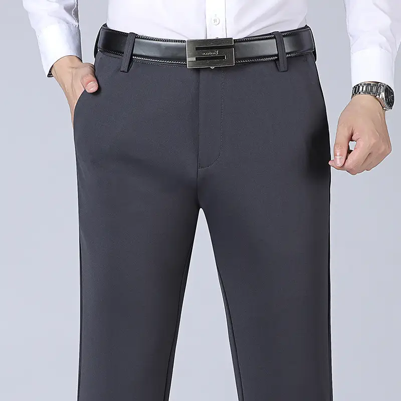 Men Black Straight Leg Pants Stretchy Wrinkle Free - Image 6