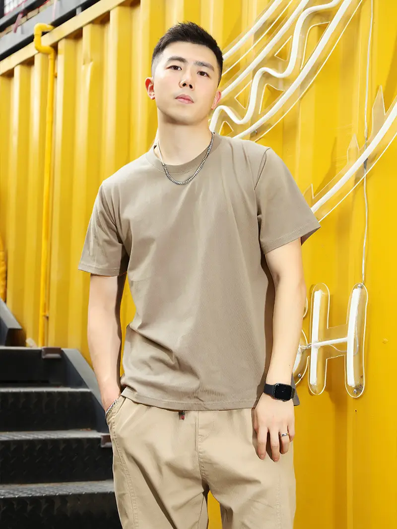 Men Cotton Crewneck T-Shirt Purple 250g - Image 21