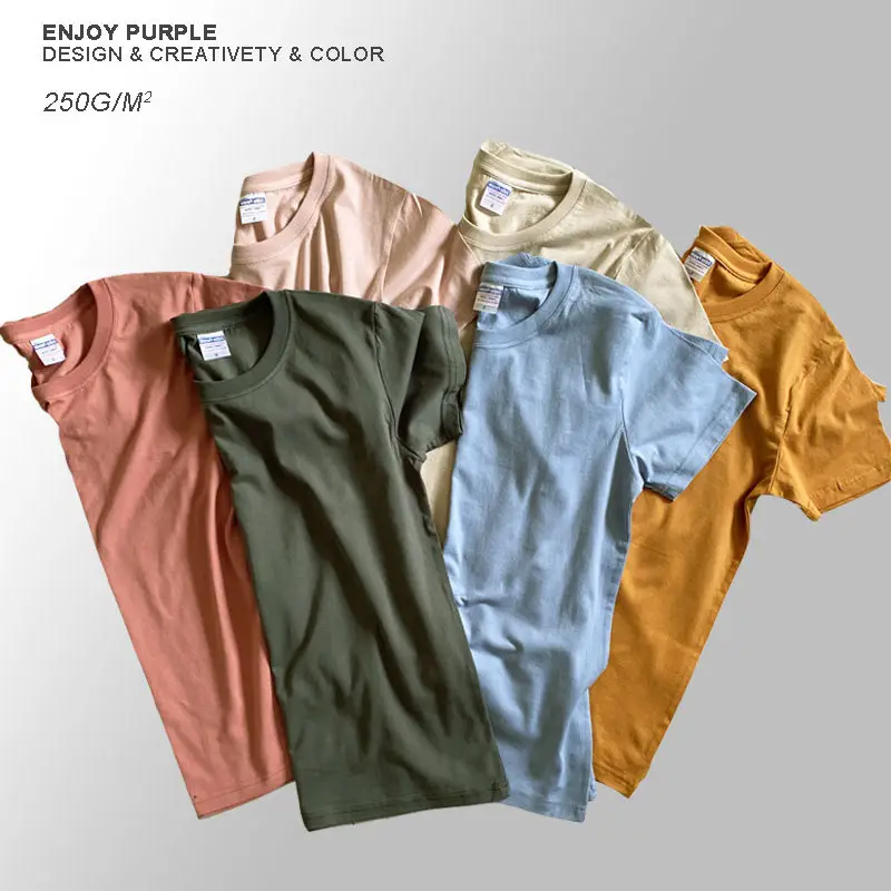 Men Cotton Crewneck T-Shirt Purple 250g — feature 13
