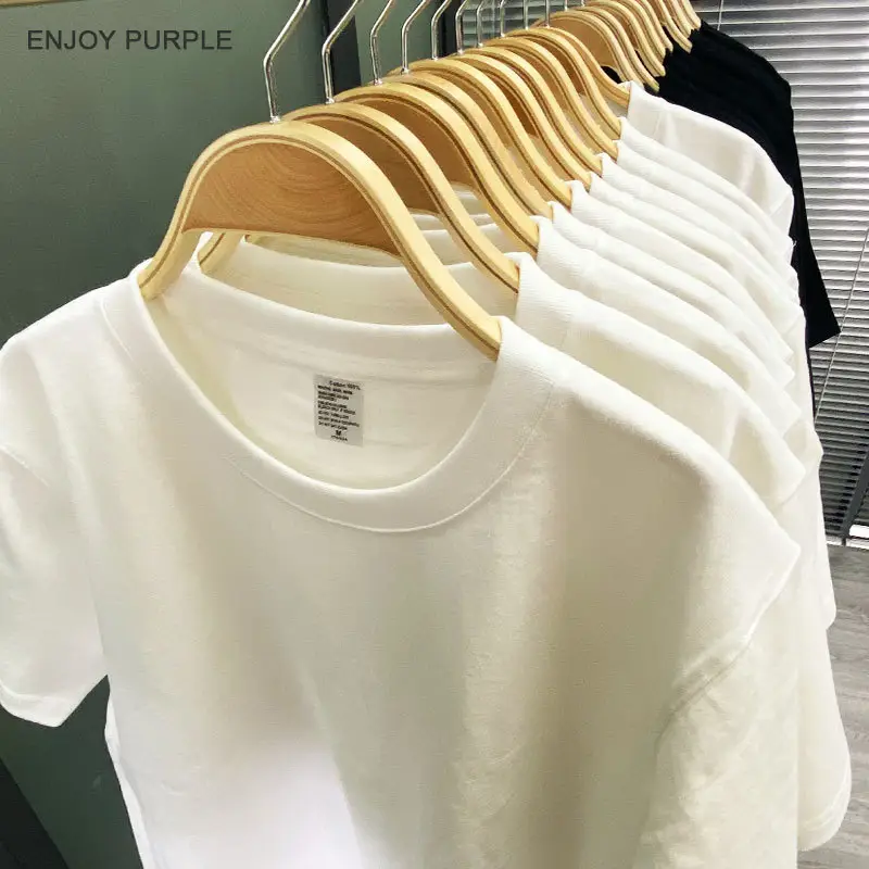 Men Cotton Crewneck T-Shirt Purple 250g — feature 12