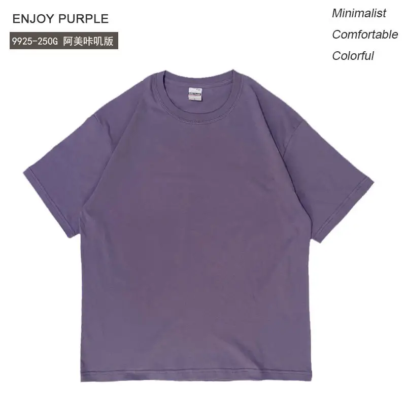 Men Cotton Crewneck T-Shirt Purple 250g - Image 5