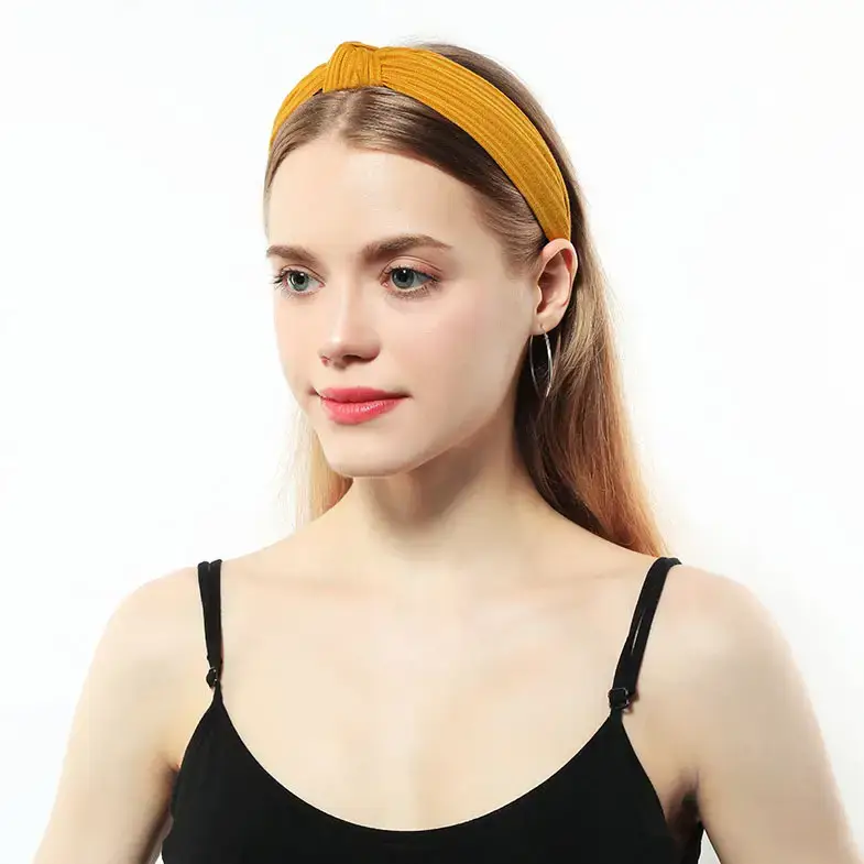 Korean Style Yellow Knitted Headband for Women - Image 18