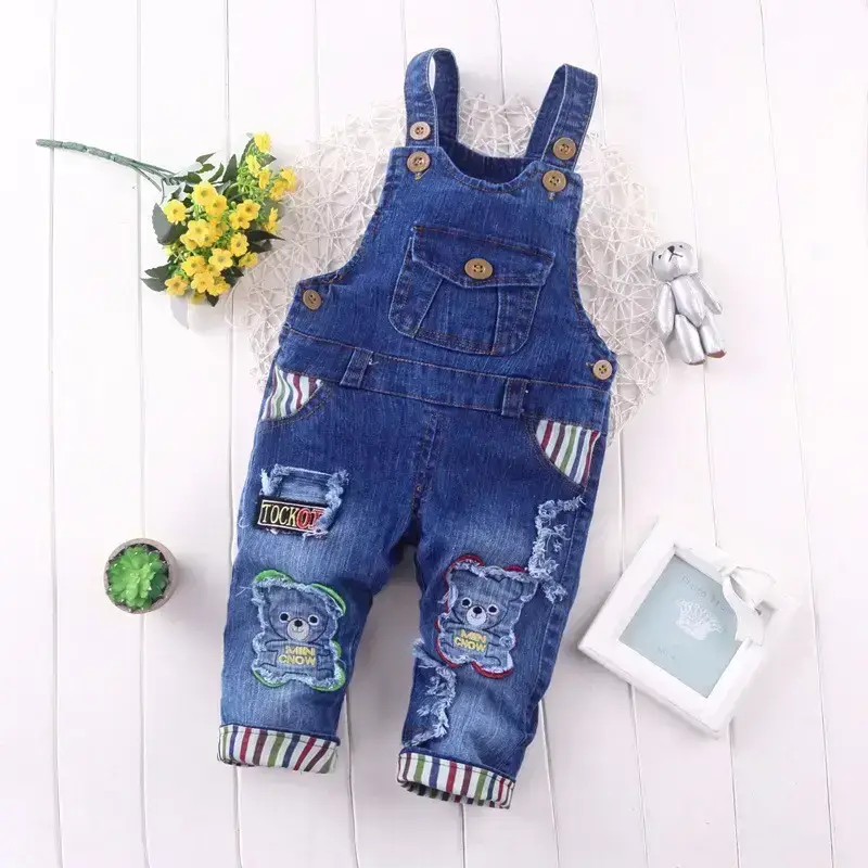 Classic Blue Teddy Bear Overalls for Boys 1-4Yr - Image 3