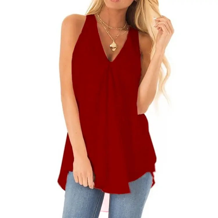 Women's Yellow Chiffon V-Neck Top with Hem - Image 9
