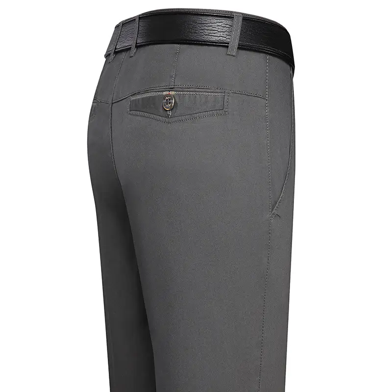 Cotton Summer Men's High Waist Pants Straight Business Casual - Image 2