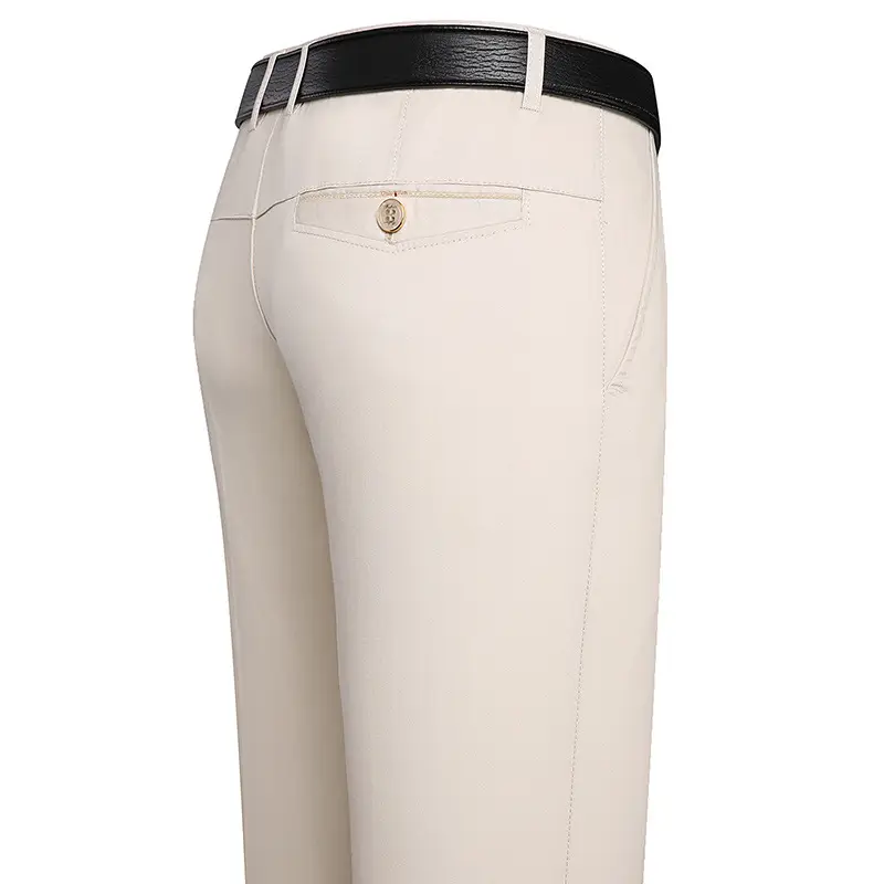 Cotton Summer Men's High Waist Pants Straight Business Casual - Image 4