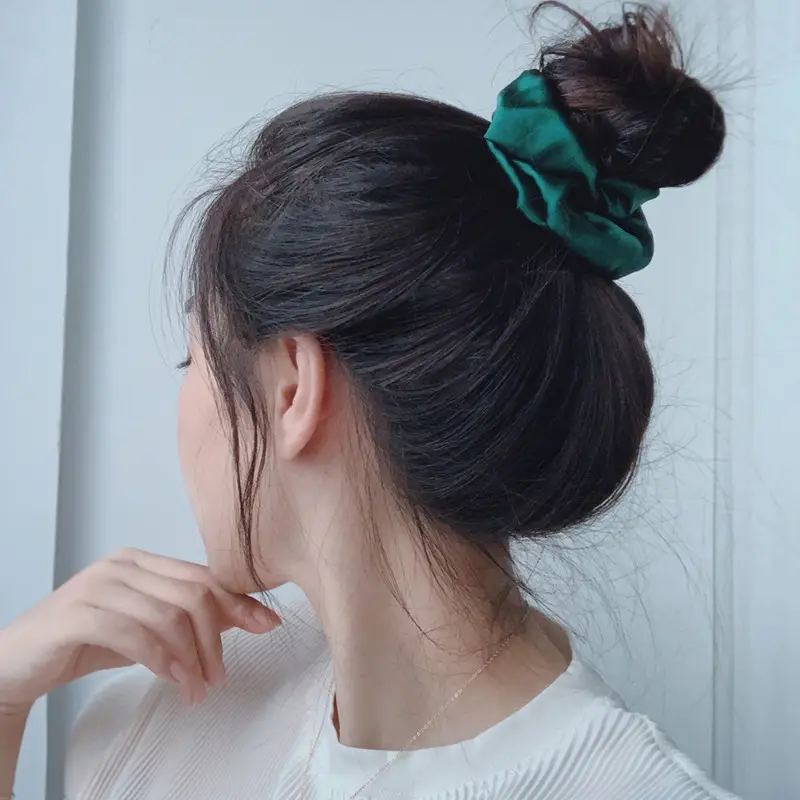 Silk Hair Ring 3.5cm Wide Color Silk Intestinal Ring Mulberry Silk Satin French Vintage Hair Rope Hair Band - Image 27