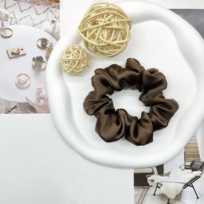 Silk Hair Ring 3.5cm Wide Color Silk Intestinal Ring Mulberry Silk Satin French Vintage Hair Rope Hair Band - Image 14