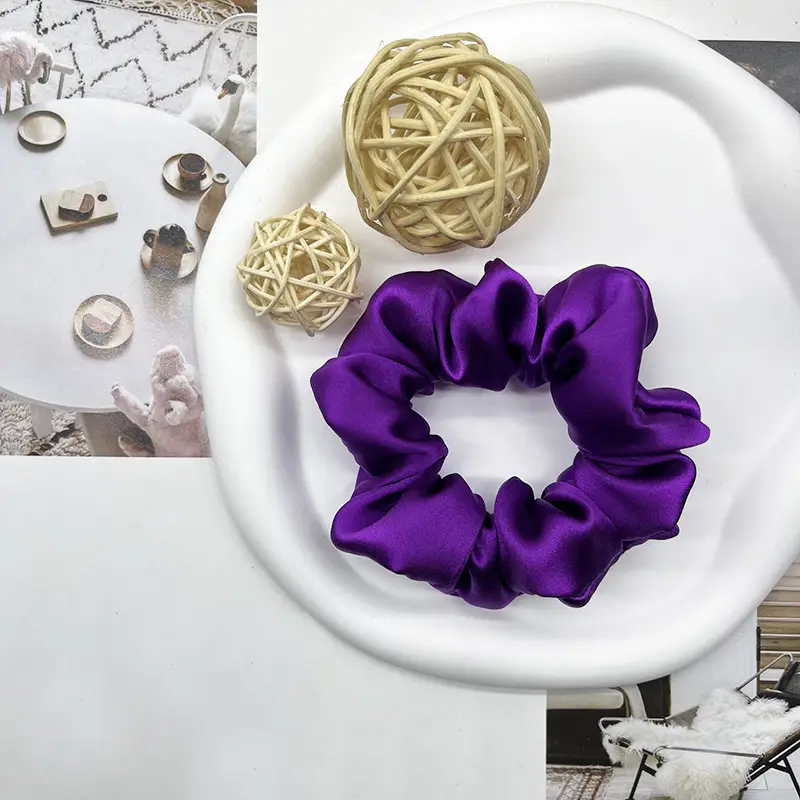 Silk Hair Ring 3.5cm Wide Color Silk Intestinal Ring Mulberry Silk Satin French Vintage Hair Rope Hair Band - Image 19