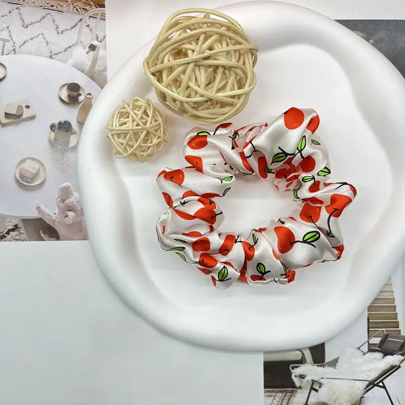 Silk Hair Ring 3.5cm Wide Color Silk Intestinal Ring Mulberry Silk Satin French Vintage Hair Rope Hair Band - Image 2