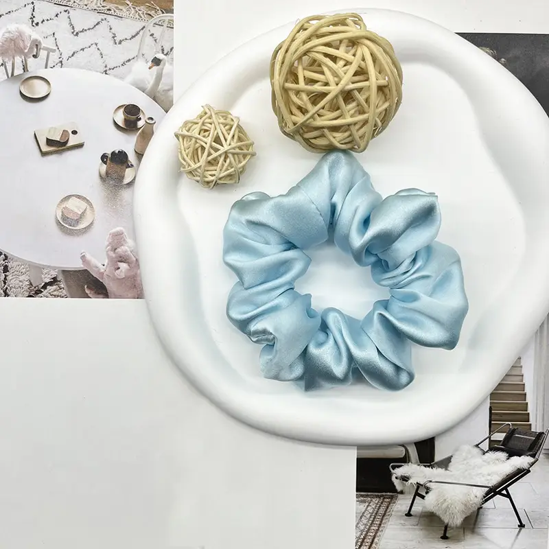 Silk Hair Ring 3.5cm Wide Color Silk Intestinal Ring Mulberry Silk Satin French Vintage Hair Rope Hair Band - Image 22