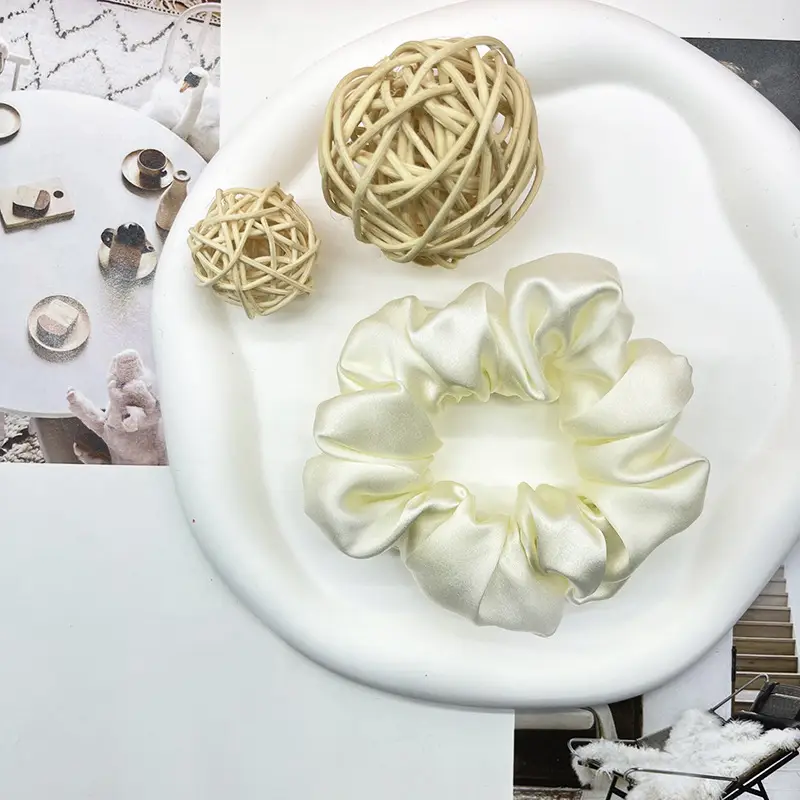 Silk Hair Ring 3.5cm Wide Color Silk Intestinal Ring Mulberry Silk Satin French Vintage Hair Rope Hair Band - Image 23