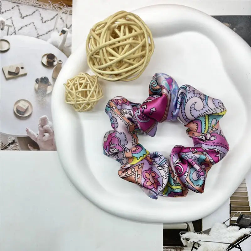 Silk Hair Ring 3.5cm Wide Color Silk Intestinal Ring Mulberry Silk Satin French Vintage Hair Rope Hair Band - Image 4