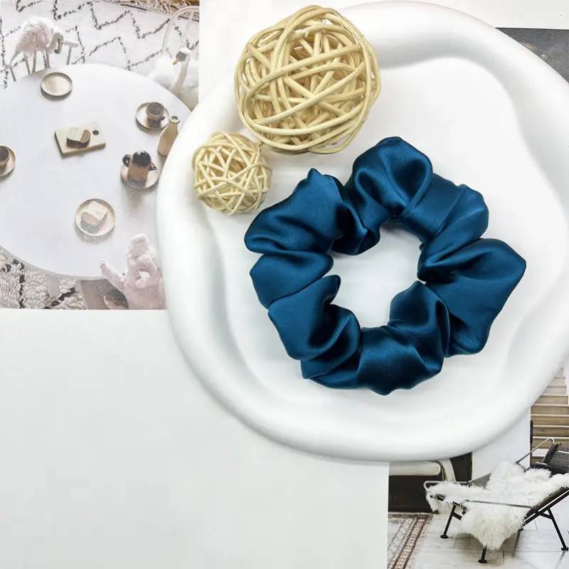 Silk Hair Ring 3.5cm Wide Color Silk Intestinal Ring Mulberry Silk Satin French Vintage Hair Rope Hair Band - Image 6
