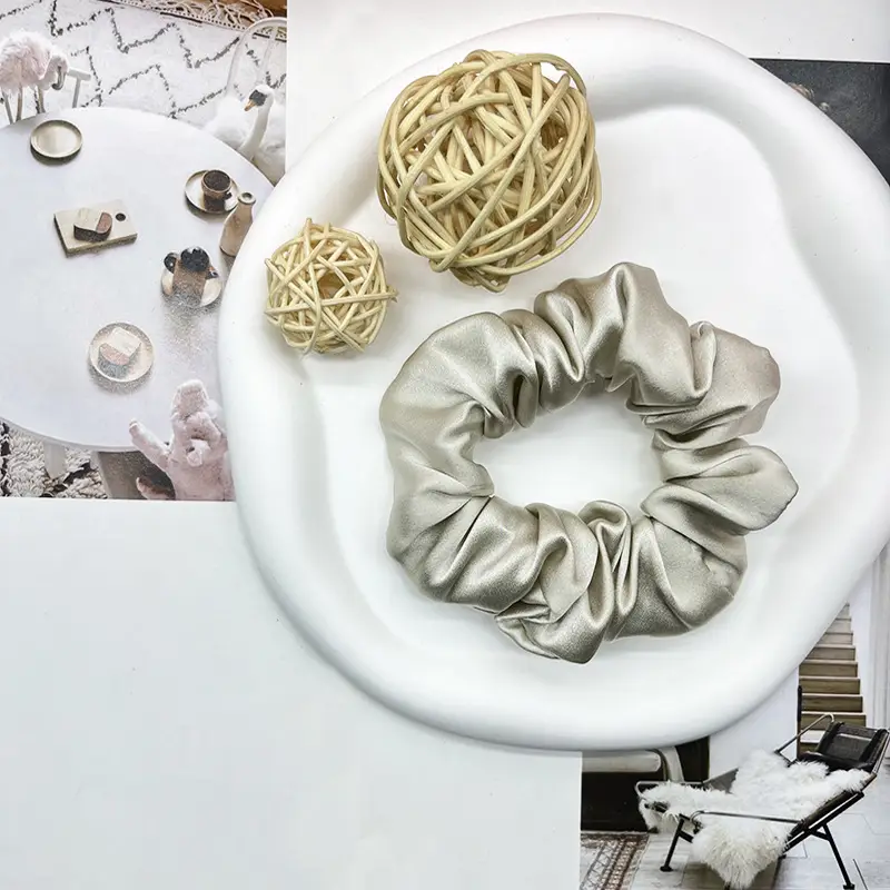 Silk Hair Ring 3.5cm Wide Color Silk Intestinal Ring Mulberry Silk Satin French Vintage Hair Rope Hair Band - Image 9