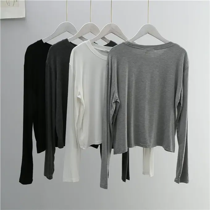 Women Grey Long Sleeve T-Shirt Loose Fit — feature 10