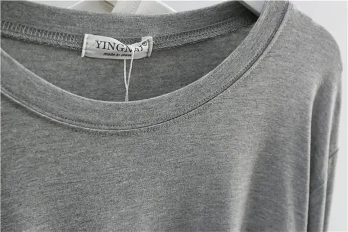 Women Grey Long Sleeve T-Shirt Loose Fit — feature 4