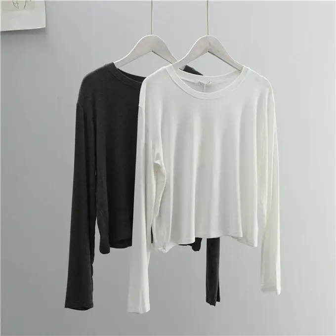 Women Grey Long Sleeve T-Shirt Loose Fit — feature 9