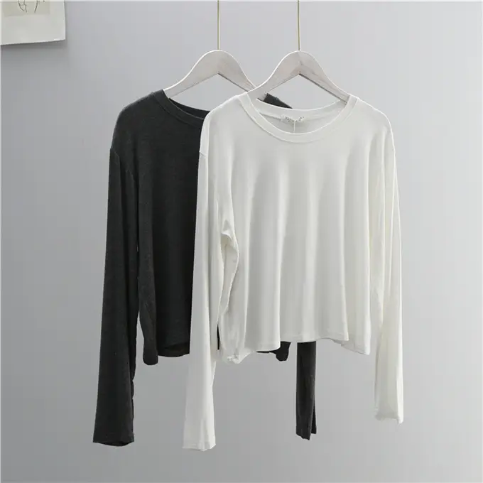 Women Grey Long Sleeve T-Shirt Loose Fit - Image 2