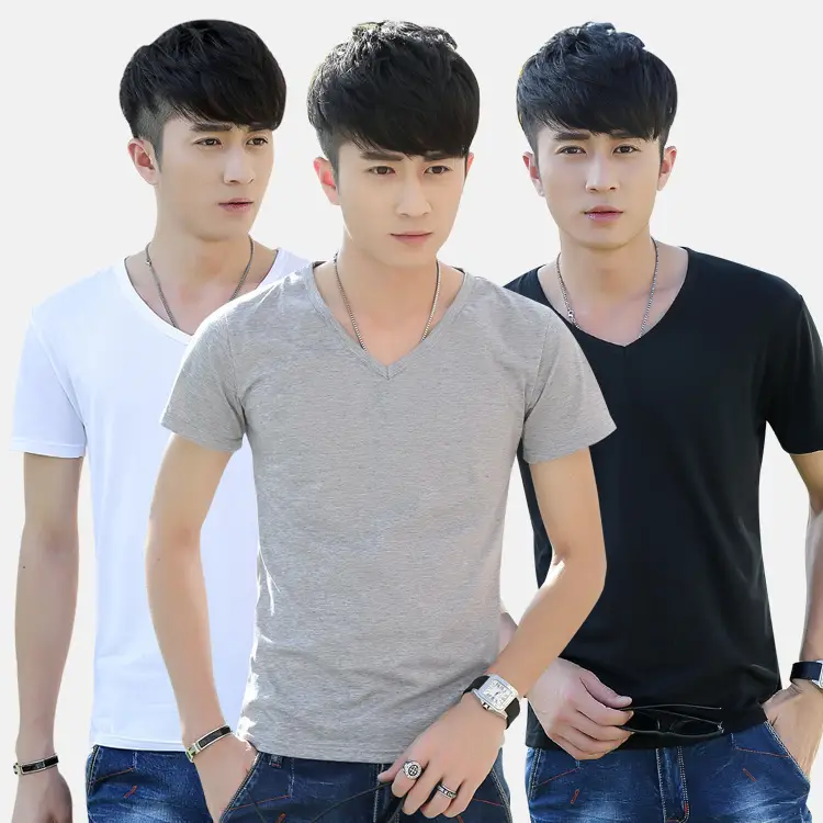 Men Blue Short Sleeve T-Shirt 160g Solid Color - Image 4