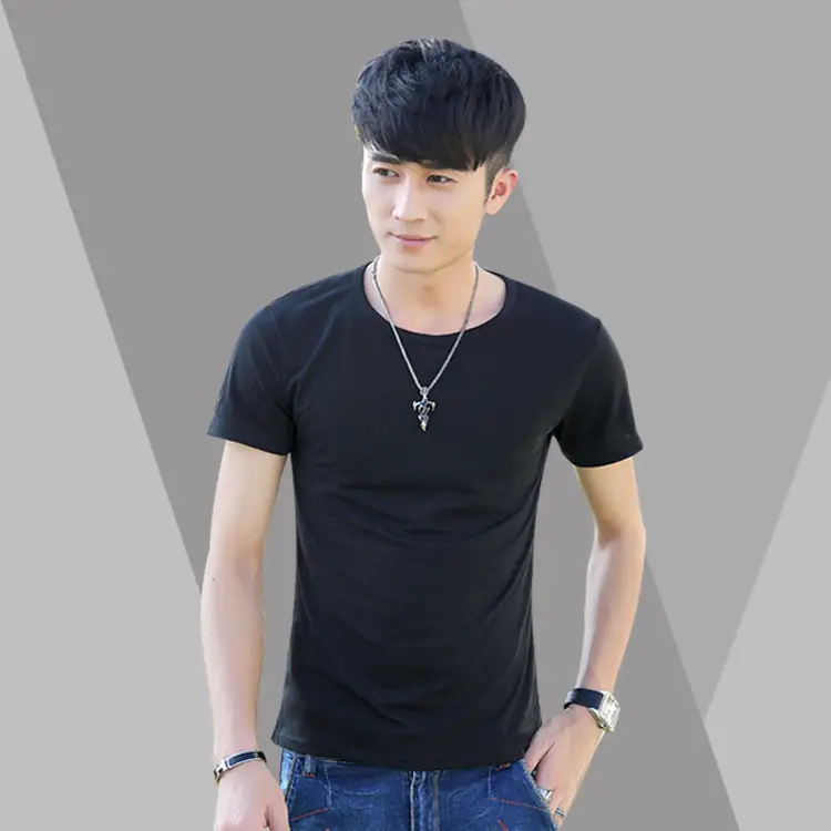 Men Blue Short Sleeve T-Shirt 160g Solid Color - Image 6