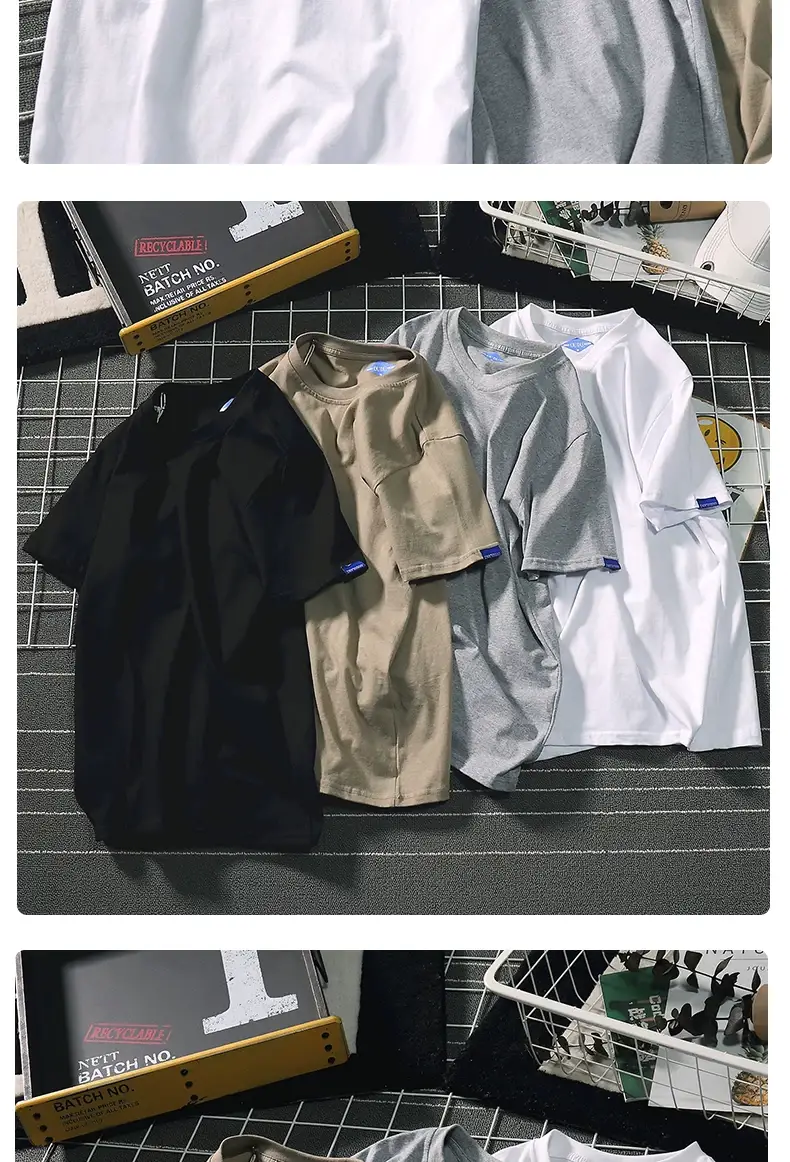 Japanese Men Grey T-Shirt Summer Casual Wear — feature 4