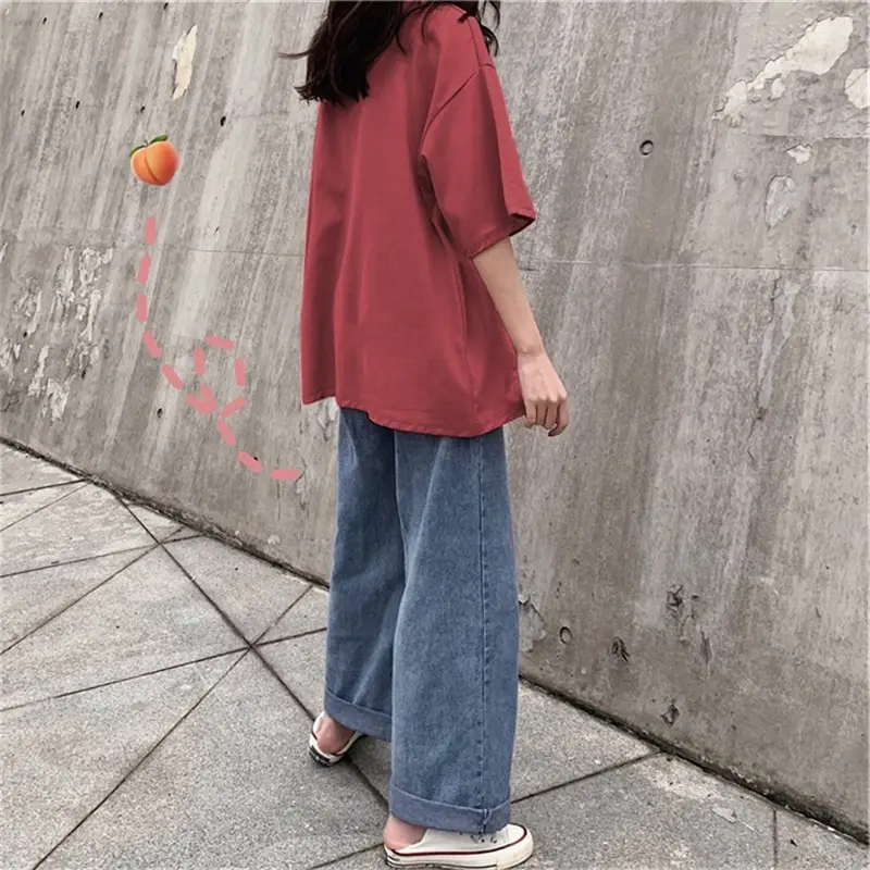 Women Loose Fit Red T-Shirt 2025 Summer Plus Size - Image 5