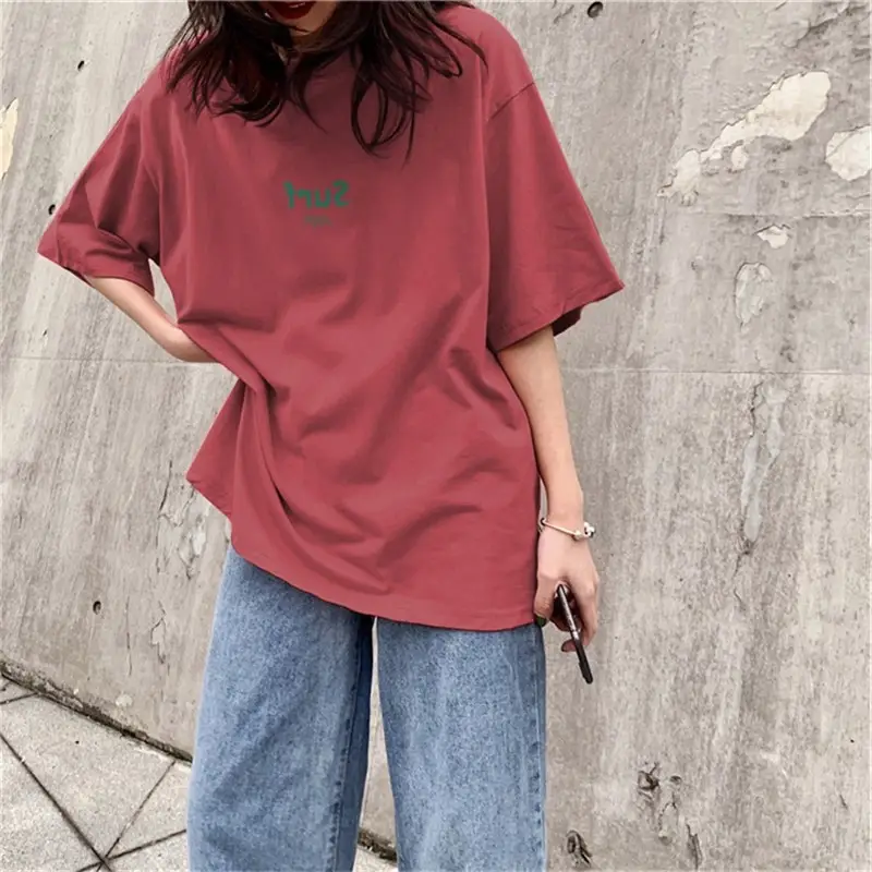 Women Loose Fit Red T-Shirt 2025 Summer Plus Size - Image 3