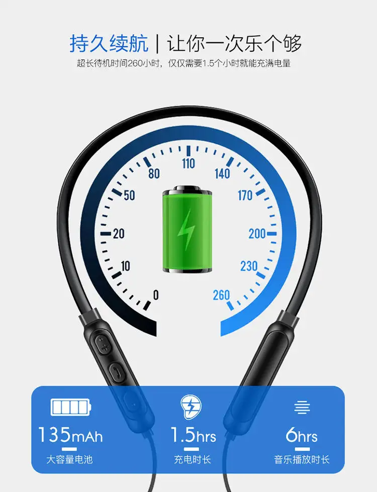 Cross-Border Wireless Bluetooth Headset with Neck Hanging Design — feature 12