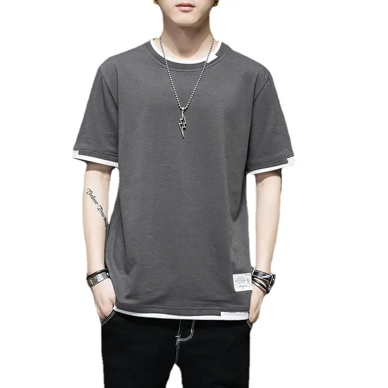 Men Black Telephone Print T-Shirt Short Sleeve Loose Fit - Image 44