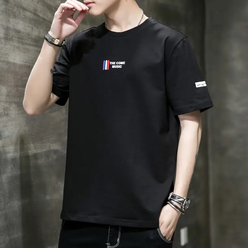 Men Black Telephone Print T-Shirt Short Sleeve Loose Fit - Image 10