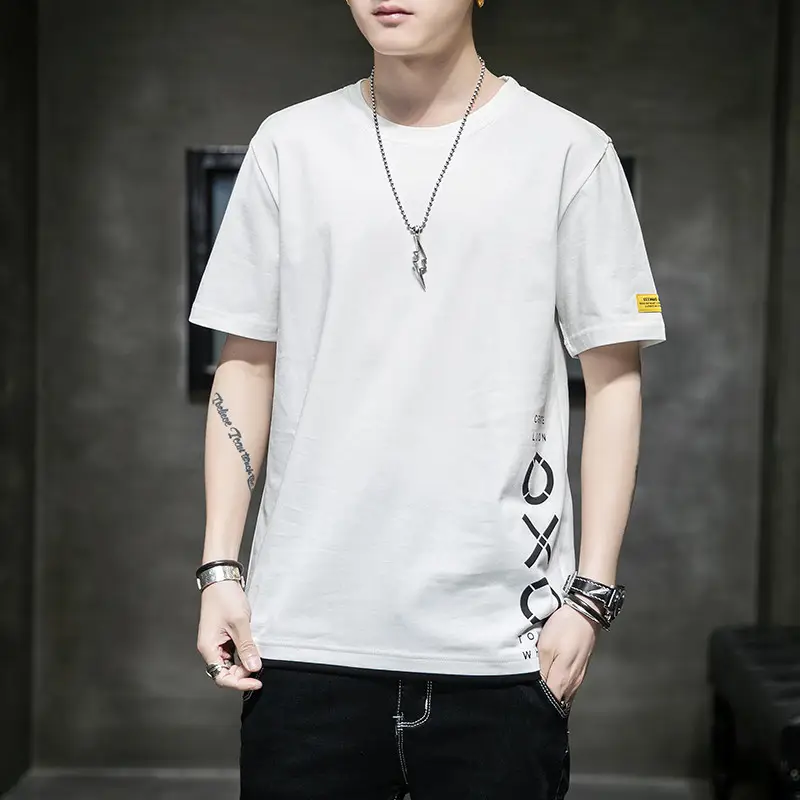Men Black Telephone Print T-Shirt Short Sleeve Loose Fit - Image 15