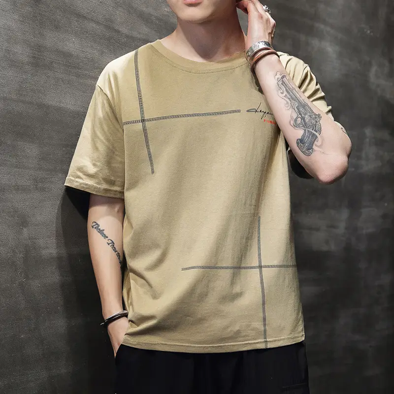 Men Black Telephone Print T-Shirt Short Sleeve Loose Fit - Image 21