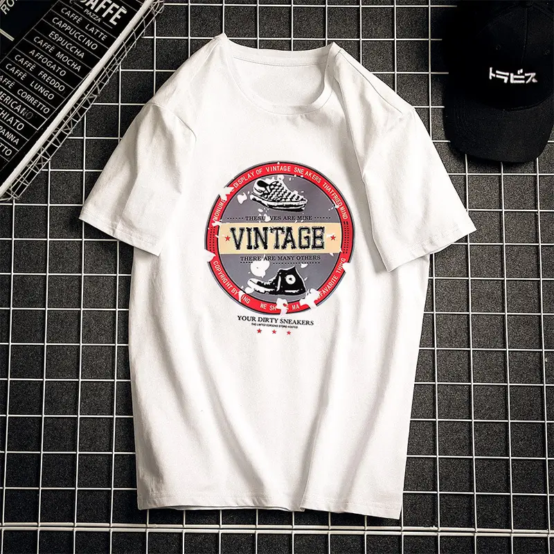Men Black Telephone Print T-Shirt Short Sleeve Loose Fit - Image 36